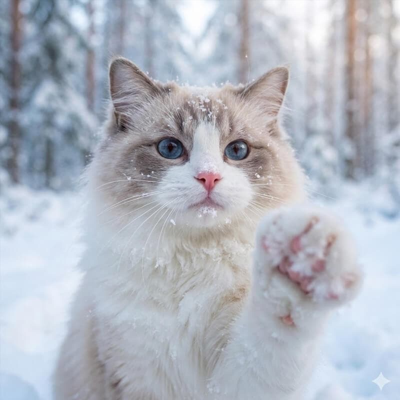 AI generated image from prompt - cat in snow